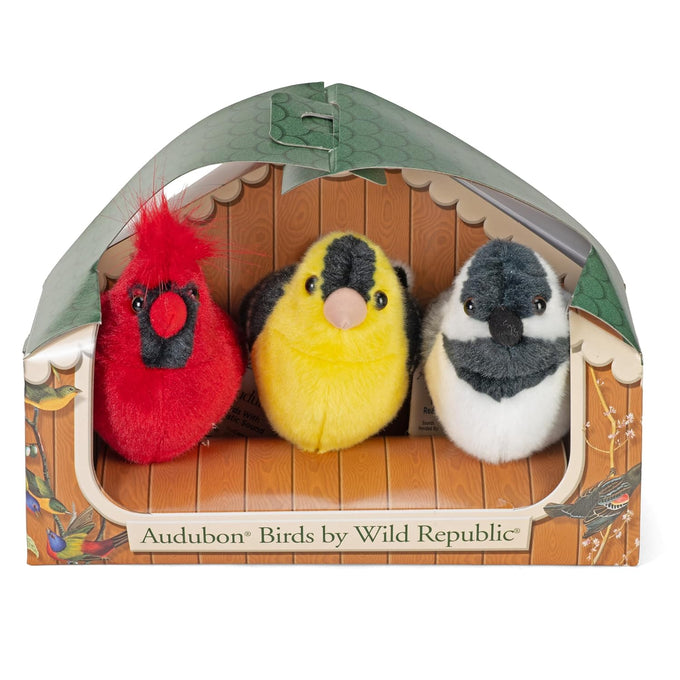 Wild Republic Audubon Birds Collection with Northern Cardinal, American Goldfinch, Chickadee and Authentic Bird Sounds for Kids and Birders