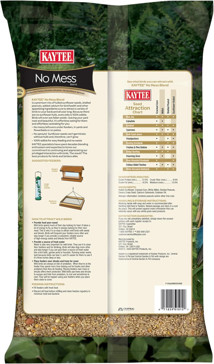 Kaytee Wild Bird No Mess or Waste Free Seed Blend for Blue Jays Woodpeckers and More 10 Pound