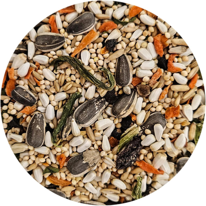 Cockatiel bird food with sunflower seeds, 4 lbs bag, triple cleaned and nitrogen flushed seed mix for cockatiel birds
