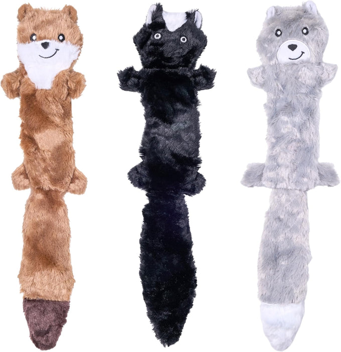 zippypaws-skinnypeltz-stuffing-free-large-medium-dog-toys-squeaky-plush-fox-raccoon-squirrel