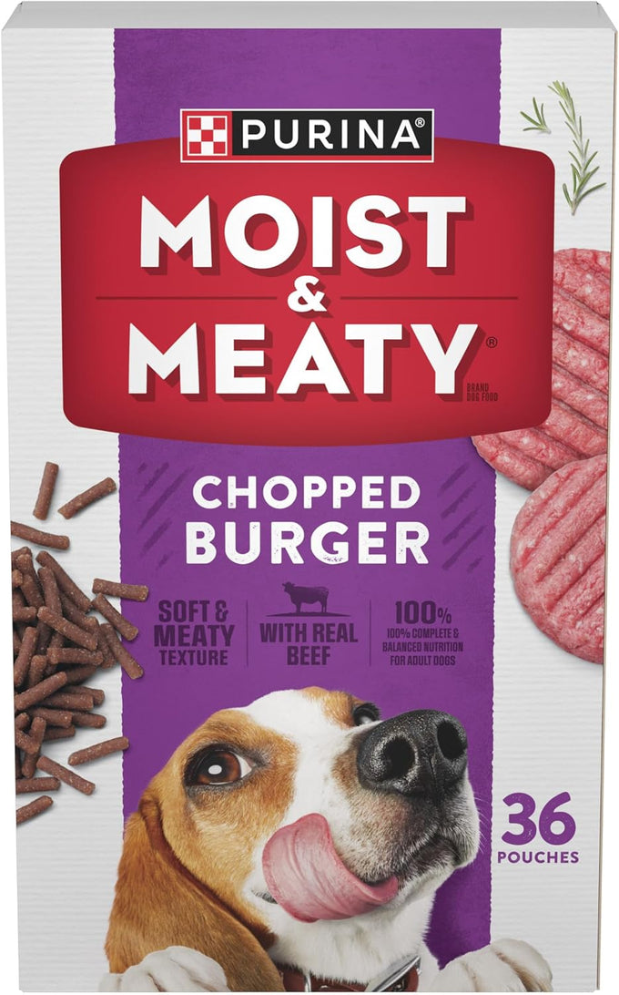 Purina Moist & Meaty Steak Flavor Soft Dog Food Pouches - 36 ct