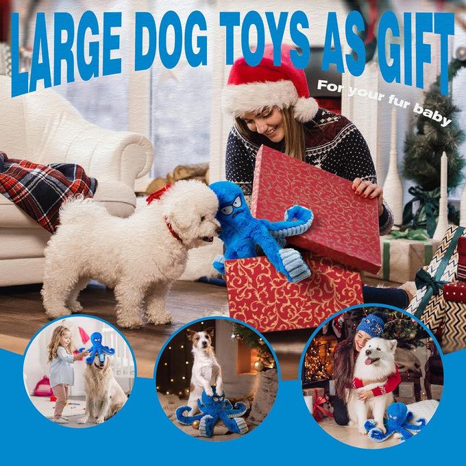 legend sandy blue octopus crinkle squeaky dog toys for large aggressive chewers durable tough