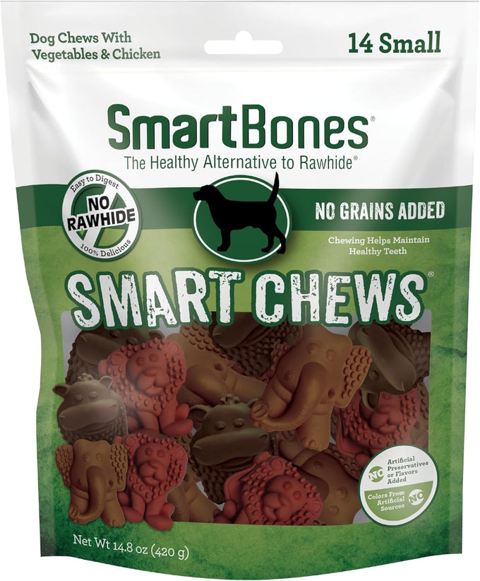 Smart Bones Smart Chews, Grain Free, Rawhide Free, Chicken and Vegetable, 14 Count Small Treats for Dogs
