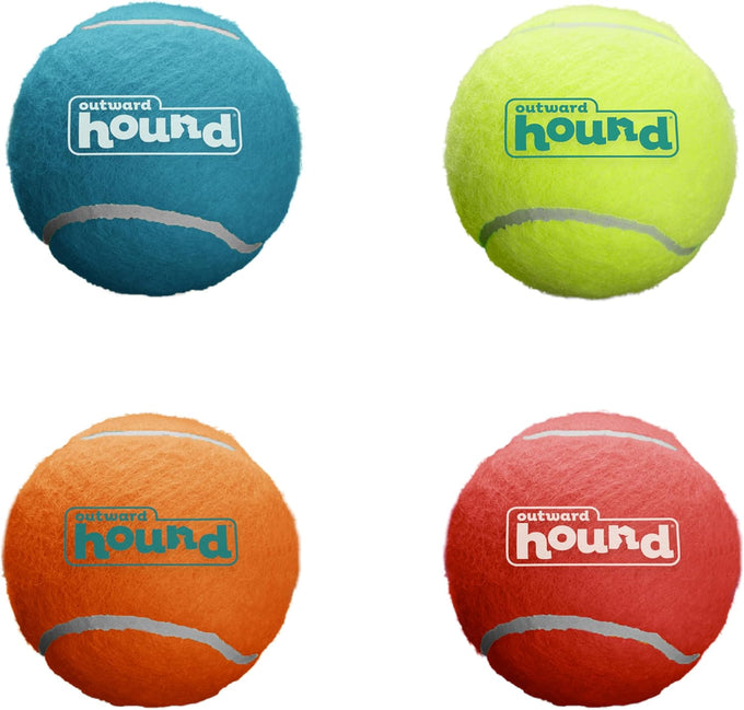 Outward Hound Squeaker Ballz, medium tennis balls, 2.5", 4-pack for dogs under 50 lbs, interactive dog toys
