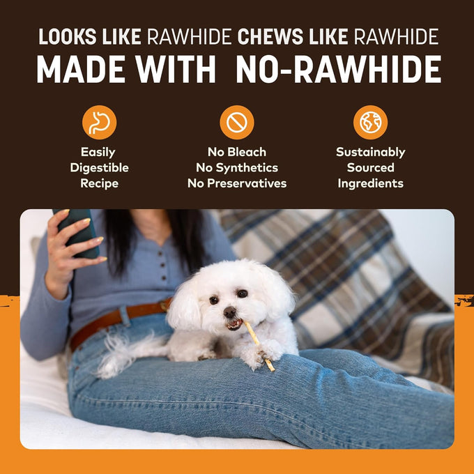 Earth Animal No Hide Stix for Small Dogs - 20 Count Value Pack, Rawhide Free, Chicken, All Natural Chew Sticks