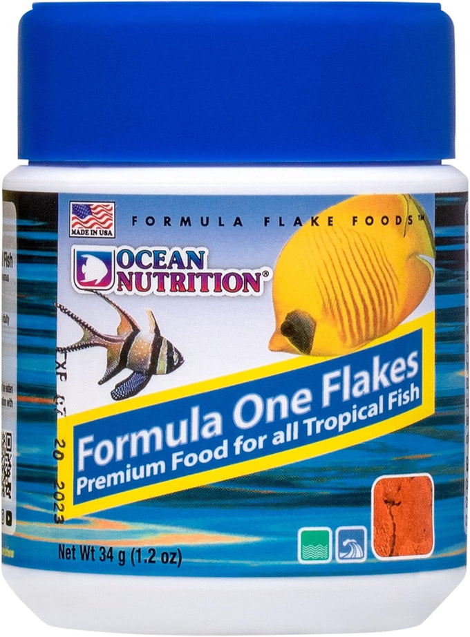 ocean nutrition formula one flakes fish food - all natural saltwater tropical fish flakes made in usa 1.2 oz