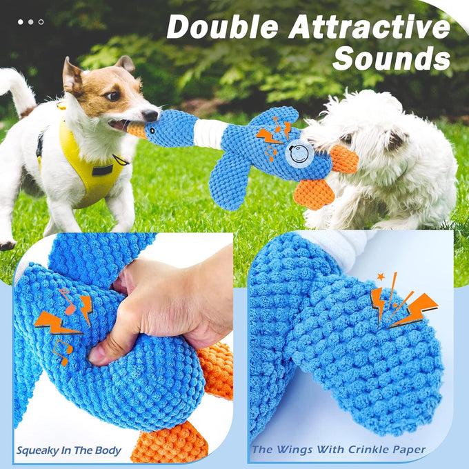 Vitscan upgraded goose indestructible dog toys for aggressive chewers, small to large breeds, crinkle squeaky plush toys
