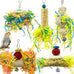 3Pack wood-rattan bird chewing toys foraging shredder toy parrot cage hanging toy