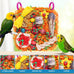 Bird toys for small & medium parrots - natural foraging & shredding cage hanging toys with seagrass mat, starfruit, loofah slices, 1 pc