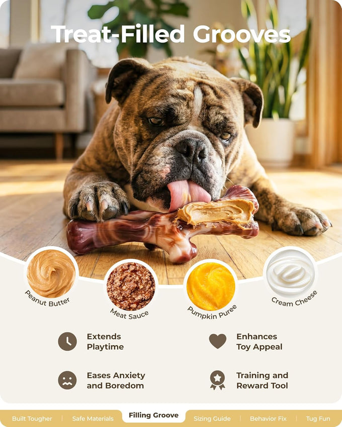 3 Pack Dog Chew Toys, Indestructible Bacon Flavor, Medium Large Dog Toys, Nylon, Realistic Branch Shapes