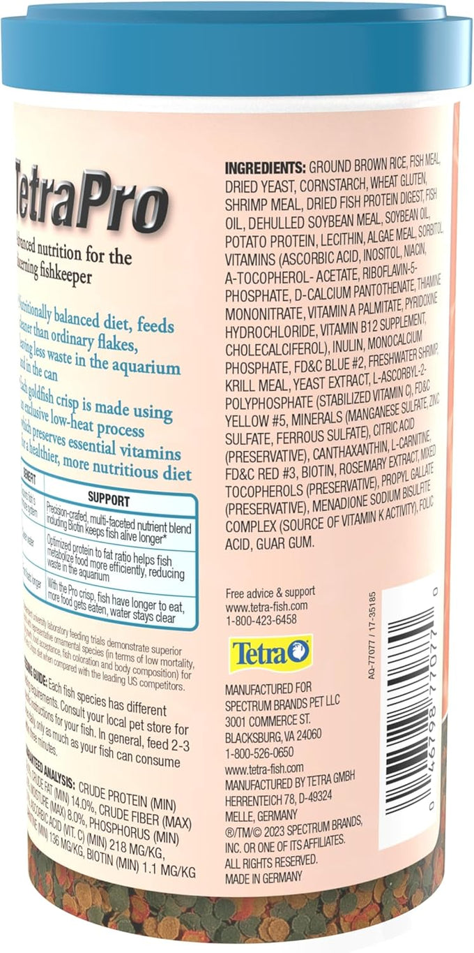 Tetra TetraPRO Goldfish Crisps advanced nutrition 7.9 ounce biotin fish feed