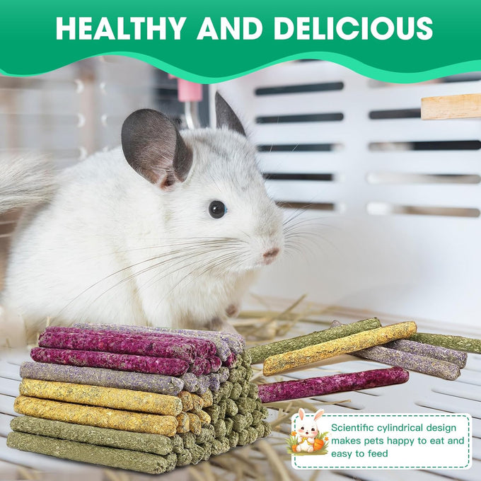 jorewood 33pcs rabbit chew sticks natural timothy grass molar teeth stick guinea pig toys