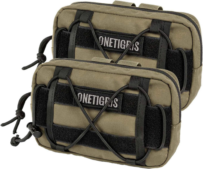 onetigris edc horizontal molle pouch for tool treat med - 500d nylon - tactical black coyote brown