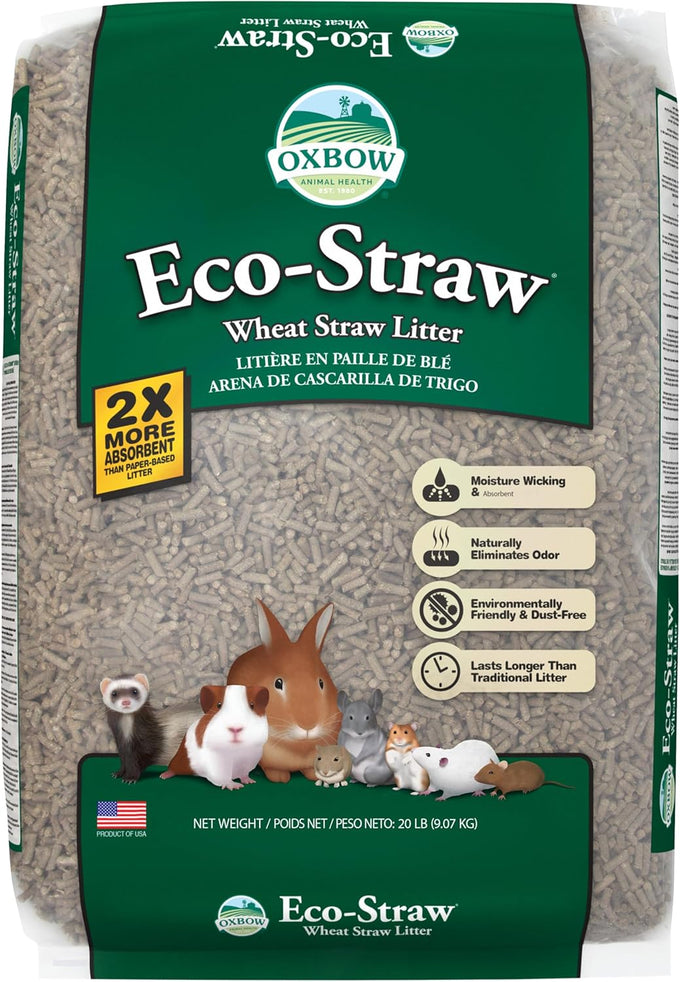 Oxbow eco straw wheat straw litter for small animals, natural, low dust, usa made, 20 lb bag