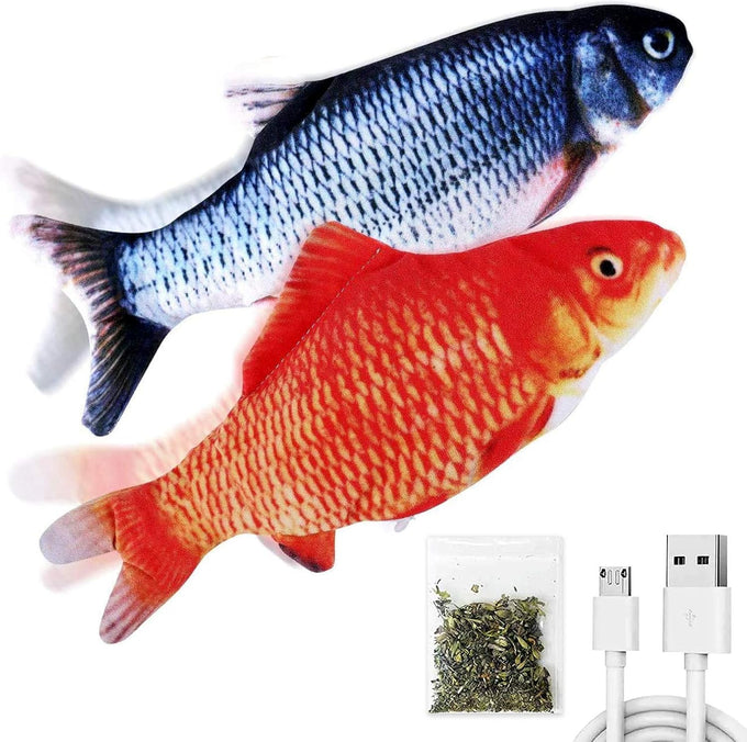 TOOGE 2 Pack 9 inch Floppy Fish Cat Toys with SilverVine and Catnip for Interactive Play