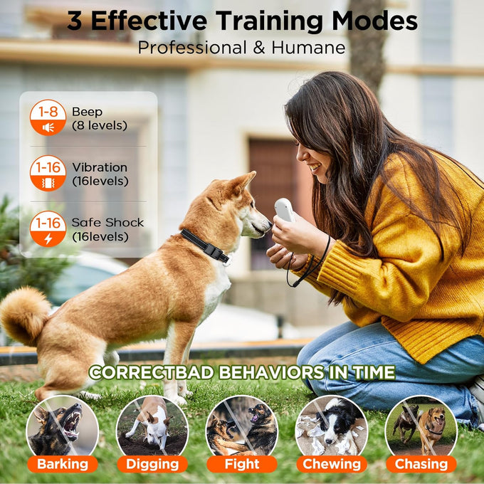 Dog Shock Collar, 3300ft Remote Training Collar with Beep, Vibration, Safety Shock, Light Mode, IPX7 Waterproof, for Small, Medium, Large Dogs