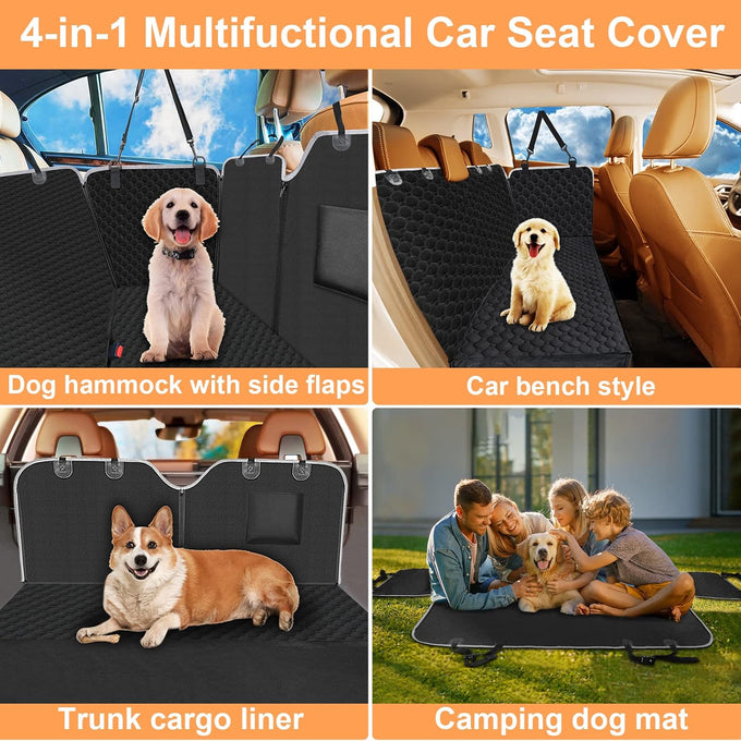 Mancro 2026 upgraded 600D waterproof dog car seat cover for back seat, standard, black