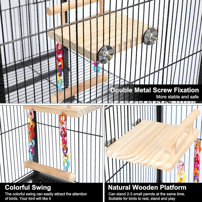 frgkbtm bird perch cage toy wooden platform play gym for parrots, green cheeks, lovebirds, chinchillas, hamsters, budgies