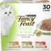 Fancy Feast grain-free wet cat food variety pack, 30 3 oz. cans, poultry and beef feast classic pate collection