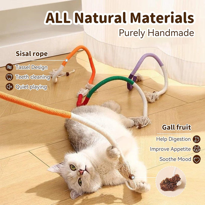 Silvervine Stick & Catnip Toy for Kittens & Adult Cats - 3Pcs Chew Rope Set with Refillable Catnip