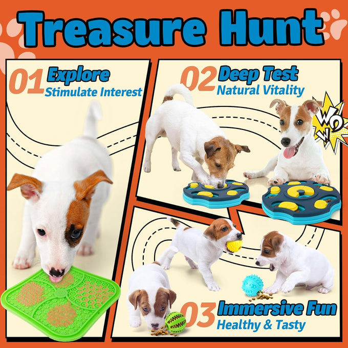 Forfon 9-pack dog puzzle toy set with lick mats, treat balls, and silicone spatula for small to medium smart dogs.