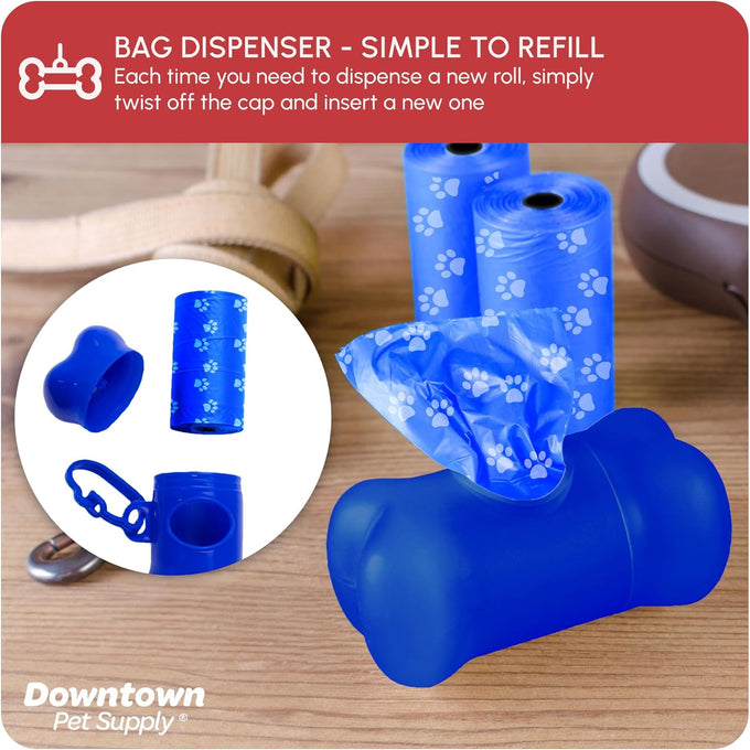 Downtown Pet Supply Poop Bags for Dogs with Leak-Proof Dispenser, 180 Count, Rainbow, 12.5" x 8.5"