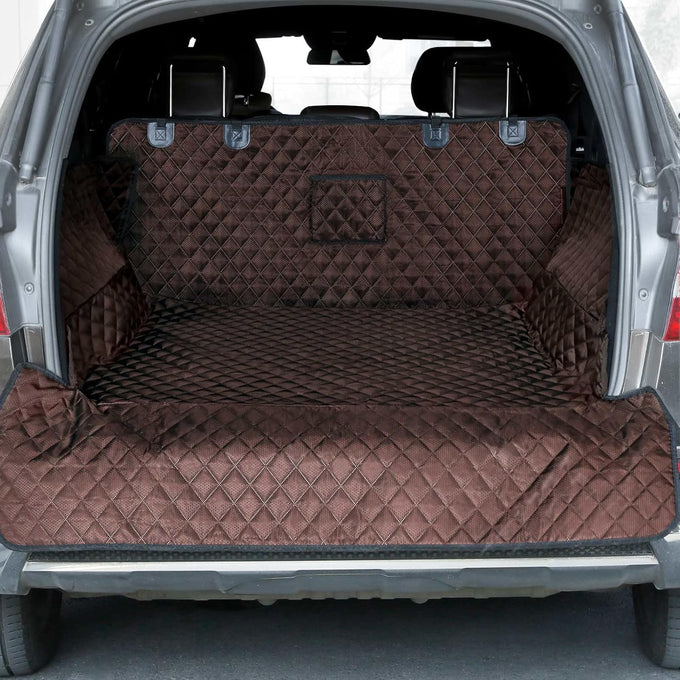 PETICON SUV cargo liner for dogs, waterproof pet cargo cover with bumper flap protector, non-slip, large universal fit, black
