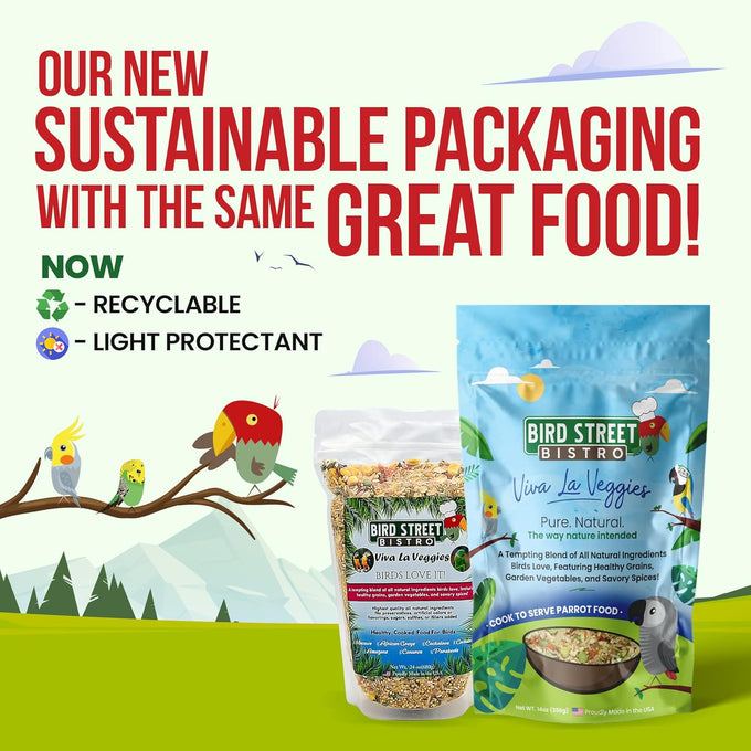 Bird Street Bistro Parrot Food - Parakeet & Cockatiel Food - 4 Natural Flavors, 3-15 Min Cooking Time, Wholesome Grains & Non-Gmo Fruits