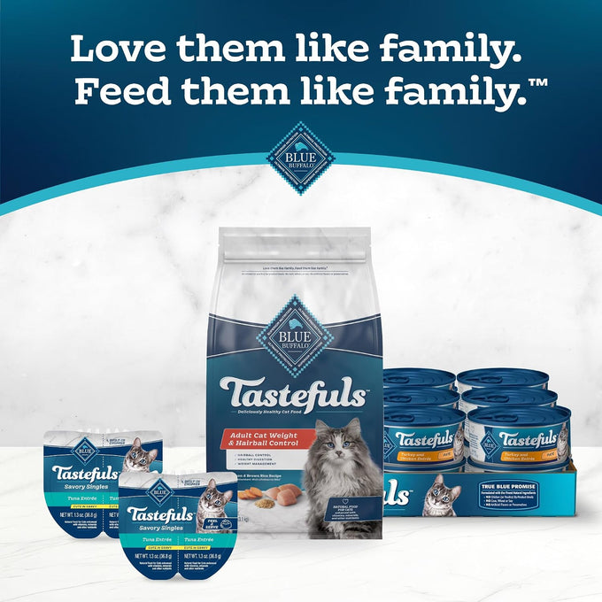 Blue Buffalo Tastefuls Adult Dry Cat Food for Weight Management & Hairball Control, Made in the USA with Natural Ingredients, Chicken Recipe, 7-lb Bag