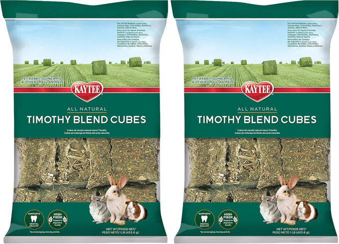 Kaytee Timothy and Alfalfa hay cubes for pet rabbits, guinea pigs, and small animals, 1 pound, high fiber and low protein content