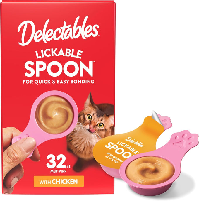 Delectables lickable spoon handheld wet cat treats made with real chicken salmon 20ct variety pack