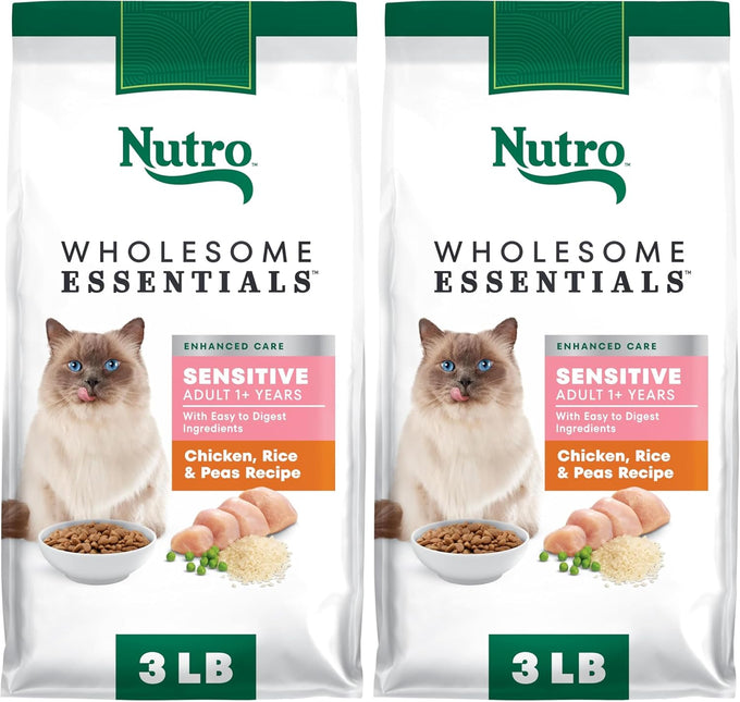 Nutro Wholesome Essentials Natural Dry Cat Food Sensitive Stomach, Chicken, Rice & Peas Recipe Cat Kibble, 5 lb. Bag