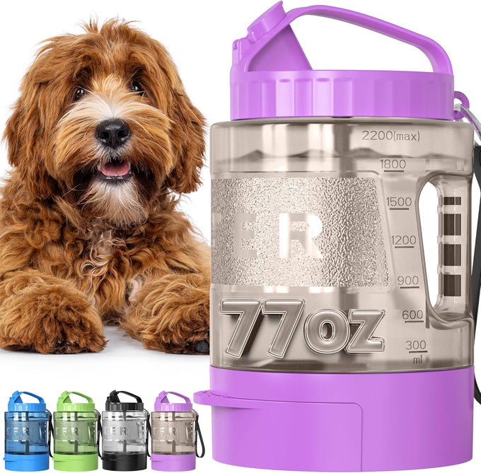 lesotc 35oz portable dog water bottle with leak-proof travel water bowl and squeeze bottle for outdoor walking and hiking