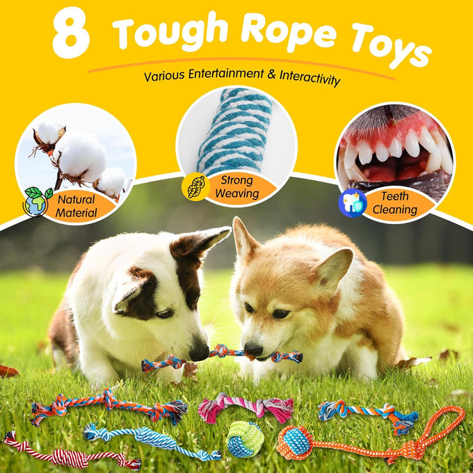 zeaxuie dog chews 25 pack luxury rope toys squeaky puppy toys for small dogs teething