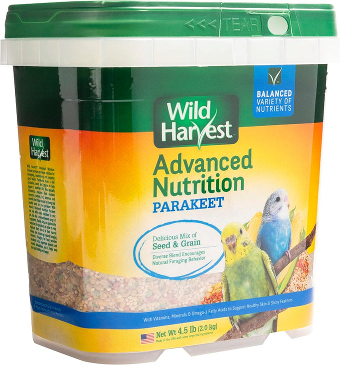 Wild Harvest Advanced Nutrition Parakeet Diet Seed and Grain Mix 4.5 Pounds