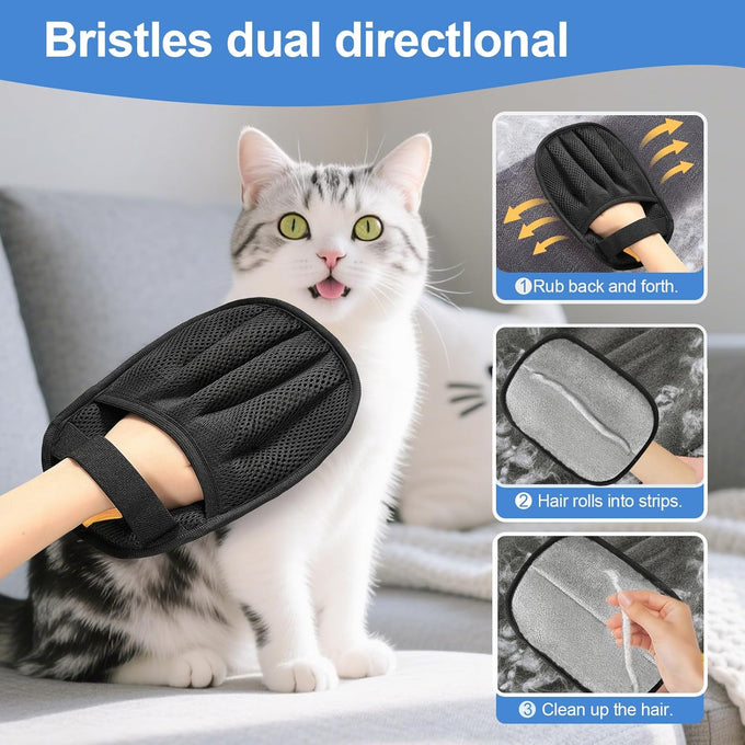 Pet Hair Removal Glove for Cats & Dogs, Upgraded Five-Finger Electrostatic Pet Hair Remover Tool for Laundry and Car Seat