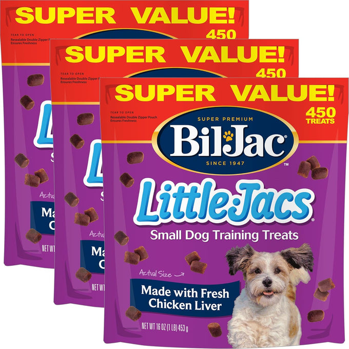 Bil-Jac Little-Jacs Soft Chicken Liver Training Treats for Small Dogs, 16 oz, Made in USA