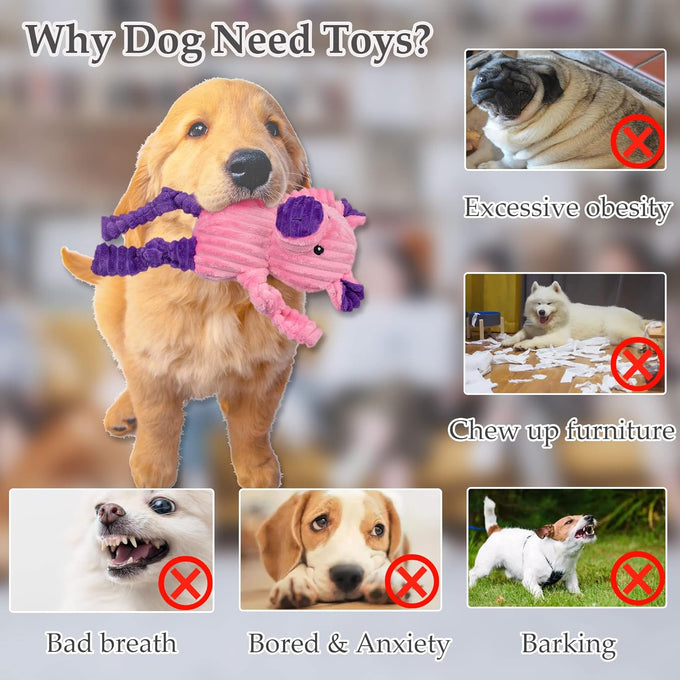 lechong 5 pack tough dog toys stuffed squeaky plush animal dog toys bundle for small medium large dogs