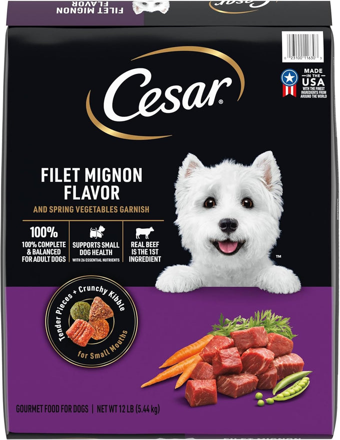 Cesar Small Breed Dry Dog Food, Filet Mignon Flavor, 12 lb
