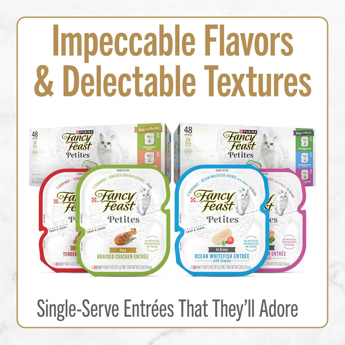 Purina Fancy Feast Petites Grilled Chicken Entrée with Rice in Gravy, 2.8 oz Tubs, Pack of 12