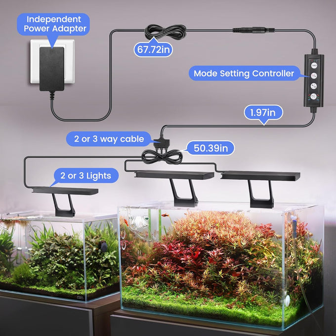 hygger clip on aquarium led light with multi-channel controller 7 color options 24/7 lighting