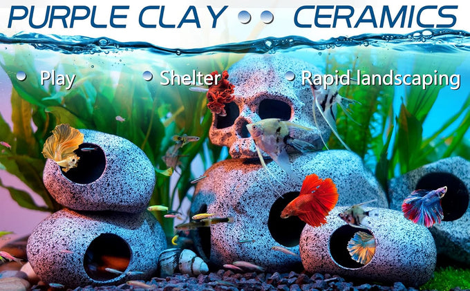 ameliade medium aquarium decorations ceramic cave fish tank accessories rock decor for small fish