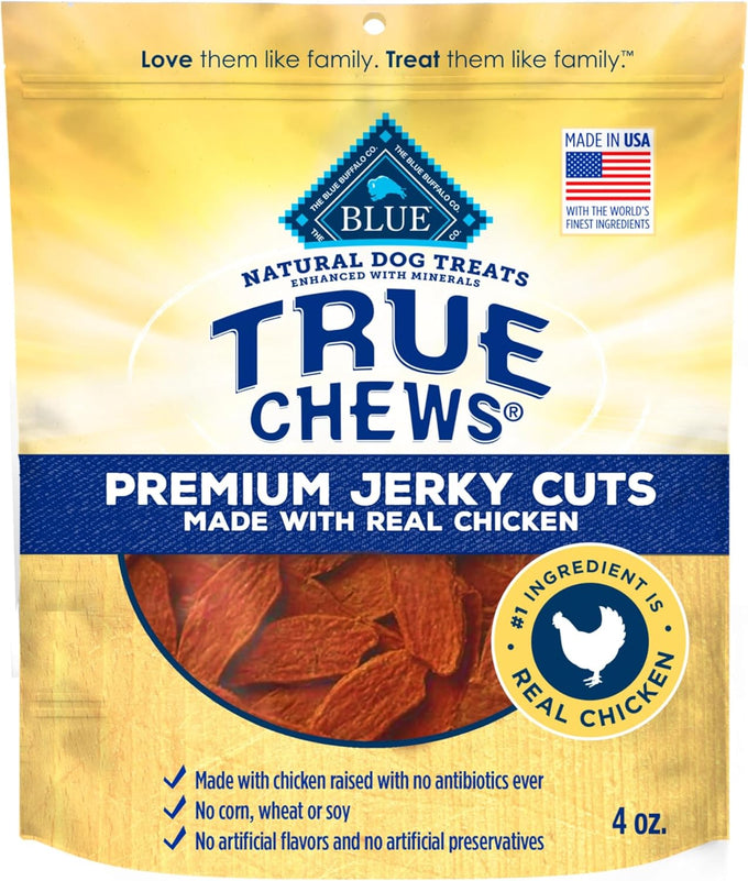 Blue Buffalo True Chews Premium Jerky Cuts 4oz Dog Treats with Natural Chicken Ingredients