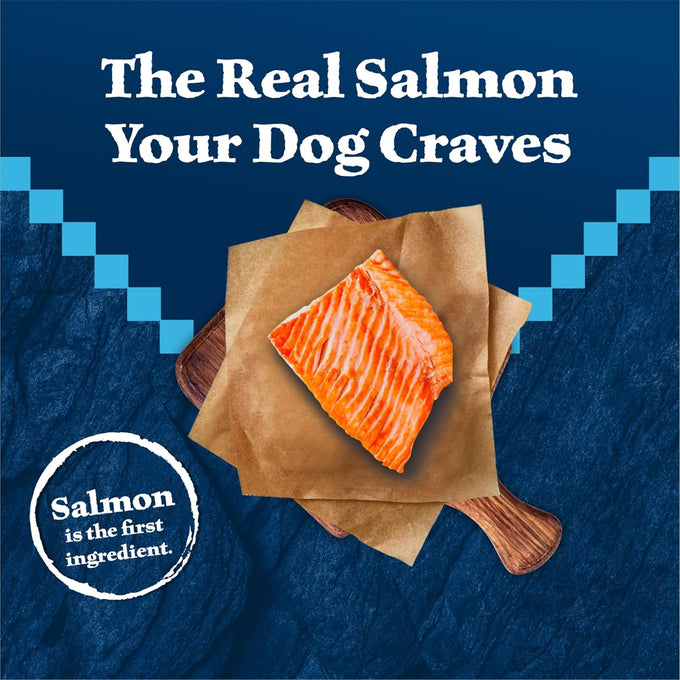 Blue Buffalo Wilderness high-protein dry dog food for adults, salmon recipe, 13-lb bag, no chicken by-products