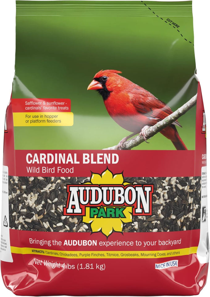 Audubon Park Cardinal Blend Wild Bird Food 4-Pound Bag with 100% Sunflower and Safflower Seed