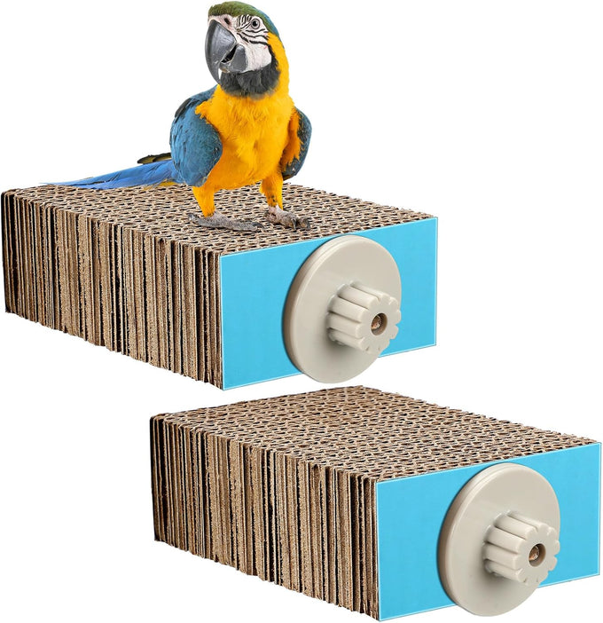 Skyygemm 2-piece bird perch for macaws, parakeets, conures, budgies, finches, and cockatiels with robust corrugated paper