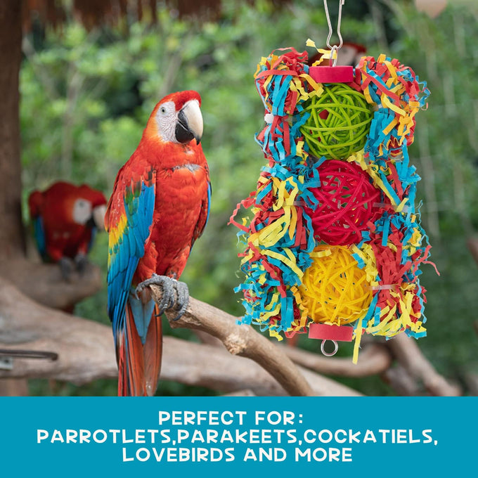 RLRICH 6 pack colorful parrot foraging shredder toys with comfy perch for parakeet and small medium parrots
