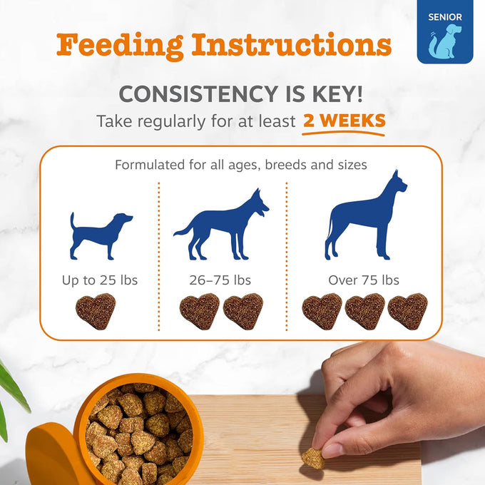 Zesty Paws Senior Dog Multivitamin Treats - Grain Free, Glucosamine for Dogs, Digestive Enzymes, Probiotics, and Skin & Coat Suppliments - Beef - Advanced - 90ct