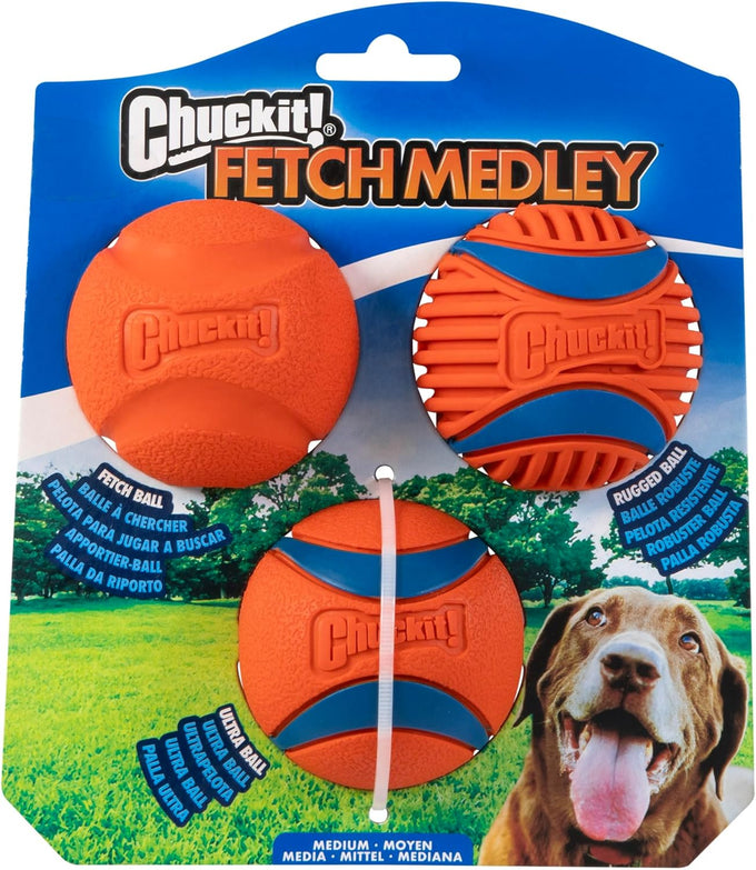 Chuckit! Interactive Dog Toys, High-Bounce Fetch Ball, Ultra and Rugged Balls, Size Medium, 2.5-inch Diameter, Set of 3