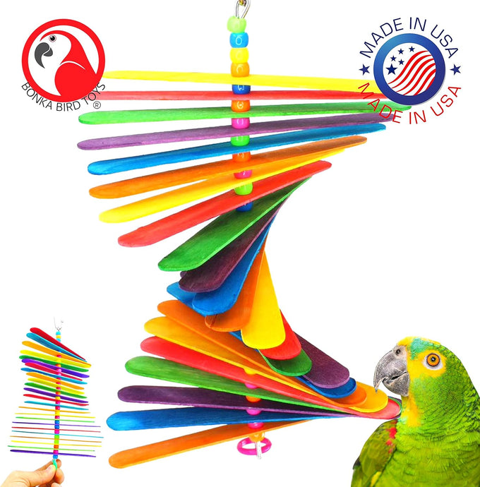 Bonka Bird Toys 867 Big Stick 9.50" medium parrot chew cage toy for Conure Quaker Pionus